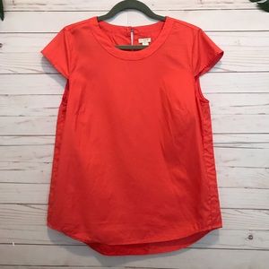J. Crew Cap Short Summer Sleeve Top Coral / Pink